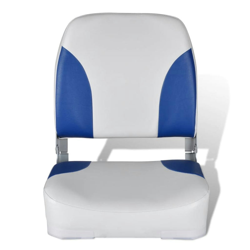 Boat Seats 2 pcs Foldable Backrest With Blue-white Pillow 41x36x48 cm