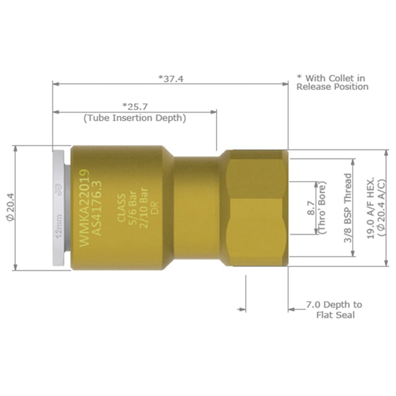 John Guest 12mm Female Adaptor (WM)