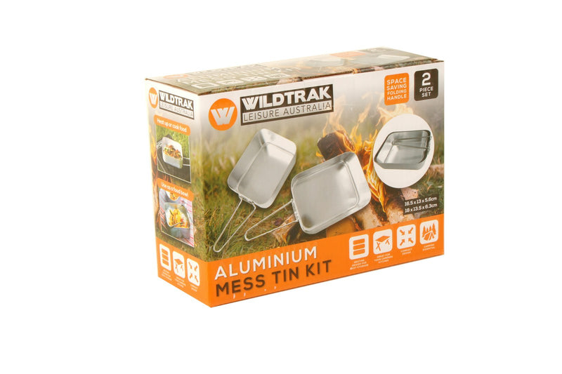 2pc Wildtrak Aluminium 2-Party Mess Kit Pan Camping Outdoor Cookware Silver