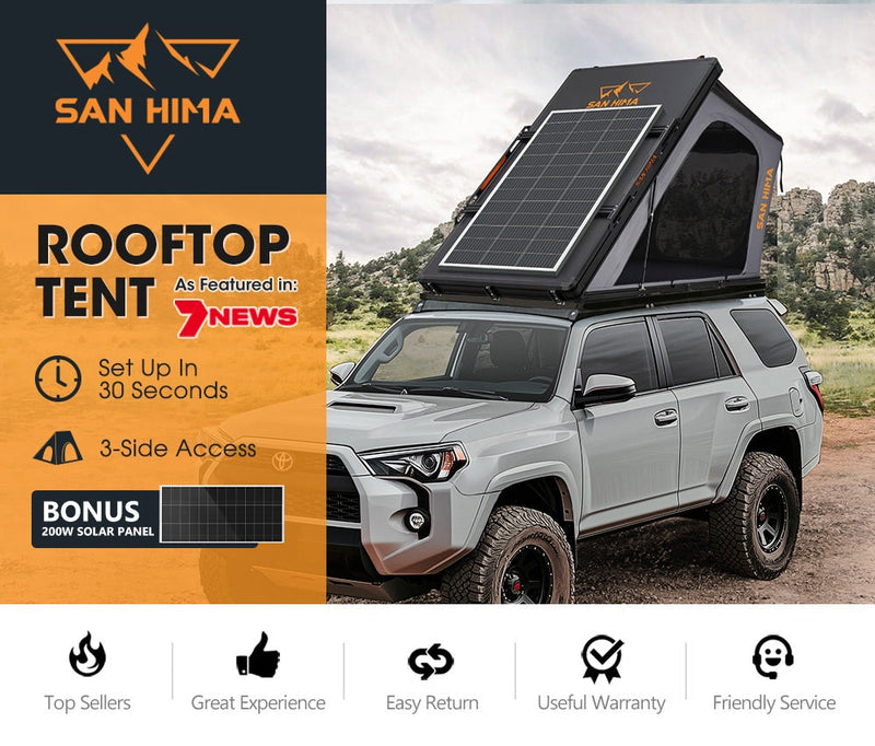 San Hima Kalbarri Gen 2 Roof Top Tent  Hard Shell With Ladder + 200W Solar Panel