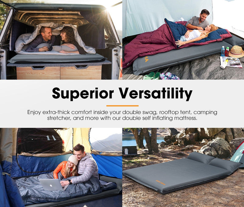 San Hima Self Inflating Mattress 10cm Camping Sleeping Mat Outdoor Air Bed Double