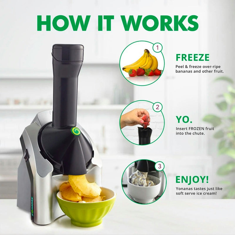 Yonanas 200W Electric Dessert/Frozen Ice Fruit/Yoghurt/ Maker/Blender Silver