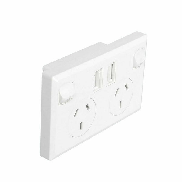 2 X DOUBLE USB Port Wall Socket Charger DUAL Power Receptacle Outlet AU Plug (Home use only)