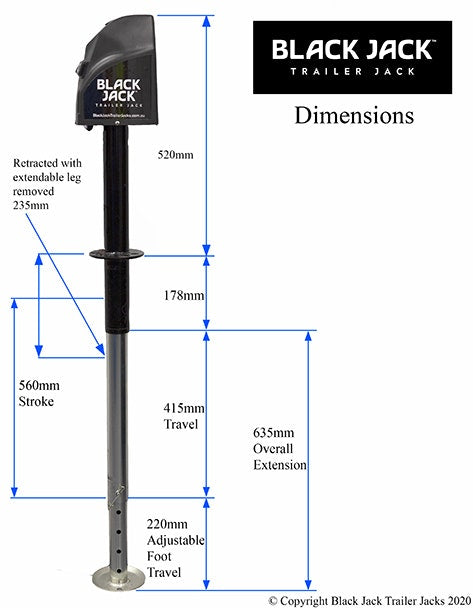 Black Jack™ BJTJ-1000 Trailer Jack Without Wiring Harness