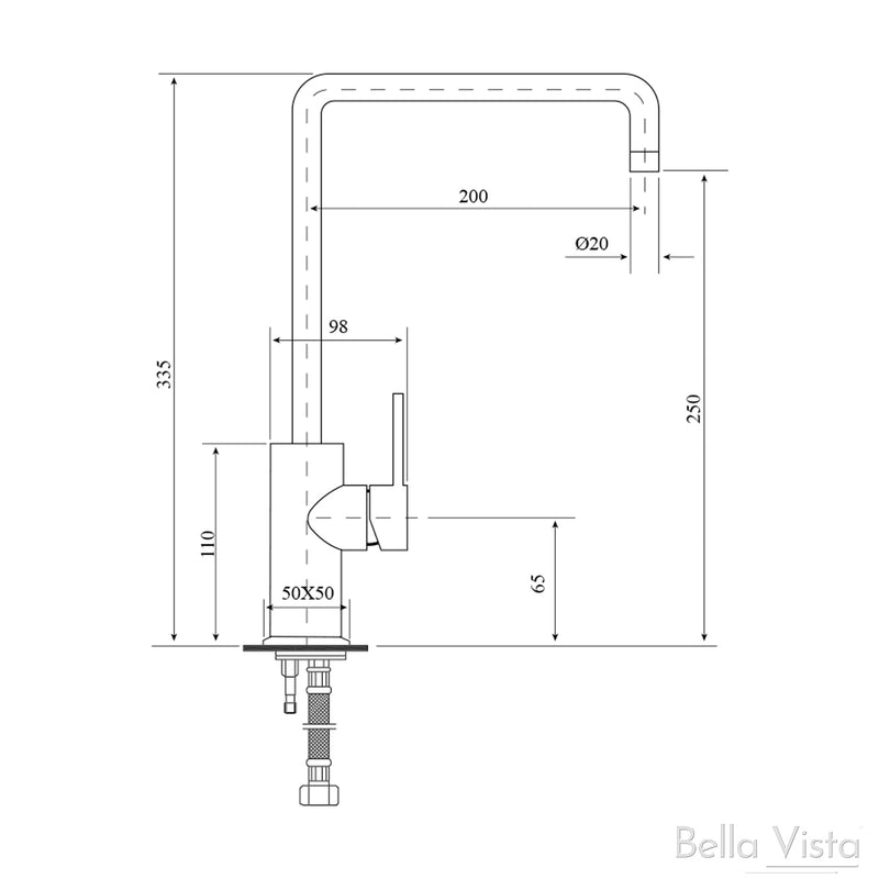 Bella Vista SM02-R90GN-BLK 'Raco' Round Kitchen Sink Mixer
