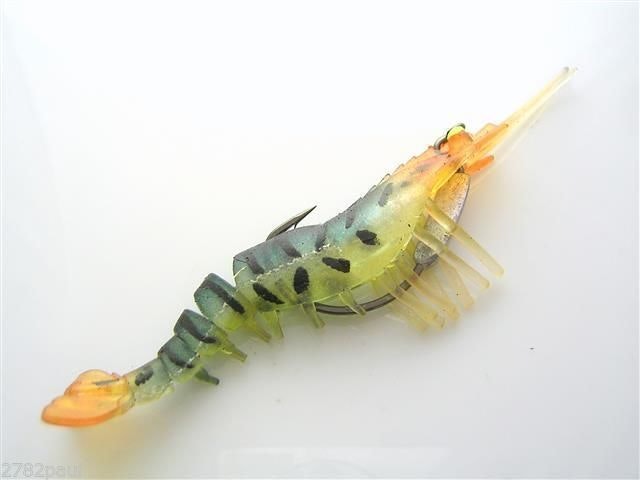 145mm Zerek Live Cherabin Pre Rigged Lumo Eyes Fishing Lure with Bonus Jig Head