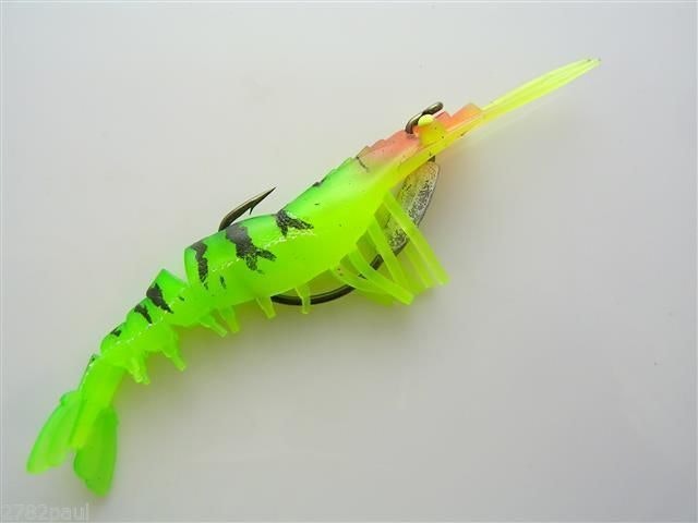 145mm Zerek Live Cherabin Pre Rigged Lumo Eyes Fishing Lure with Bonus Jig Head