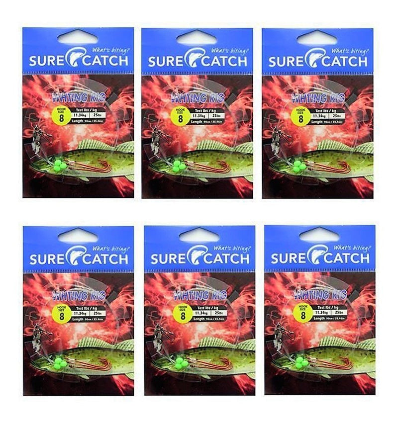 6 Packets of Surecatch Whiting Rigs with Size 8 Chemically Sharpened Hooks