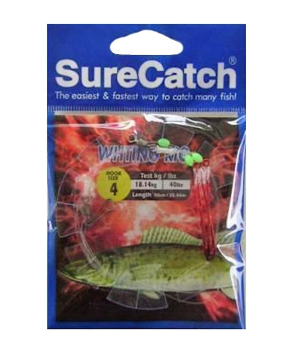 Surecatch Whiting Rig with Size 4 Chemically Sharpened Hooks and Lumo Beads