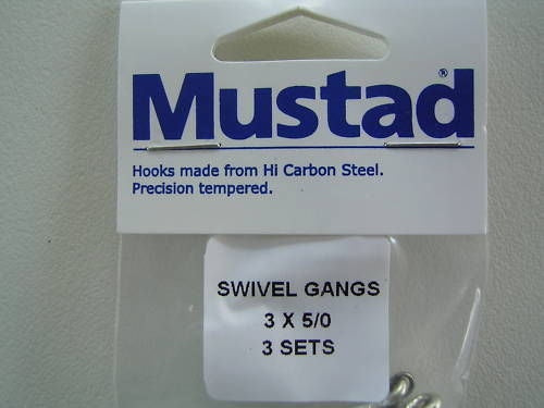 Mustad Pre-Rigged Swivel Gang Hooks 5/0 3 Hooks 3 Sets