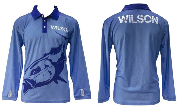 Wilson Blue Cod Tournament Long Sleeve Fishing Shirt with Collar